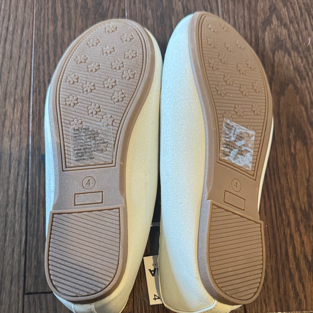 Sonoma Girls Glitter Ivory Ballet Flats Size 4 - Picture 5 of 5